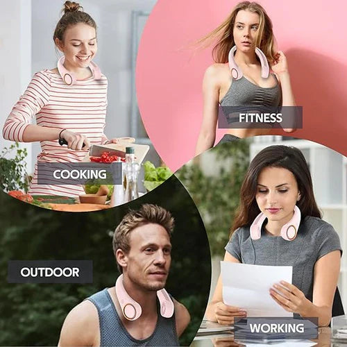 Portable USB Rechargeable Neck Fan – Hands-Free Cooling Device
