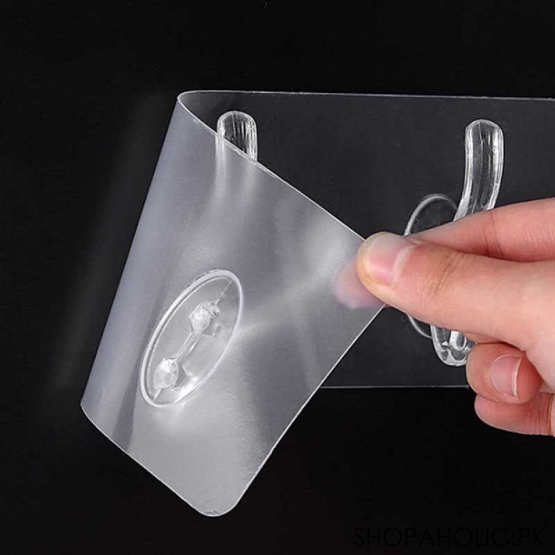 Set of 5 Transparent Self-Adhesive Hooks | Strong Wall & Door Hangers for Towels, Coats, Keys | Bathroom & Kitchen Storage