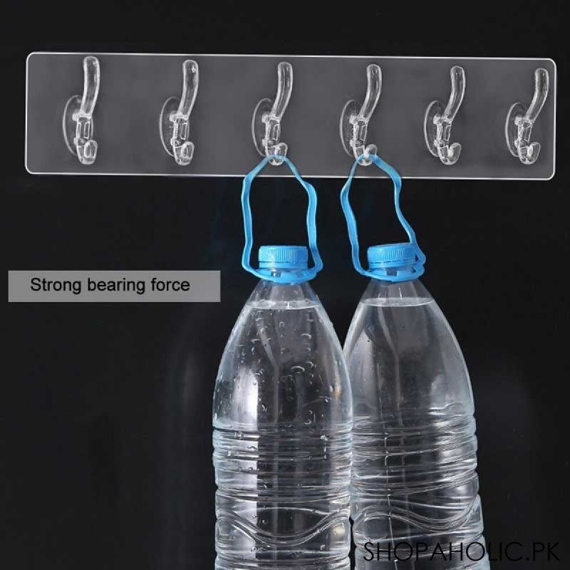 Set of 5 Transparent Self-Adhesive Hooks | Strong Wall & Door Hangers for Towels, Coats, Keys | Bathroom & Kitchen Storage