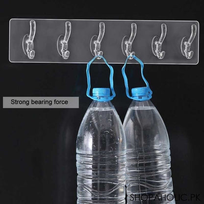 Set of 5 Transparent Self-Adhesive Hooks | Strong Wall & Door Hangers for Towels, Coats, Keys | Bathroom & Kitchen Storage