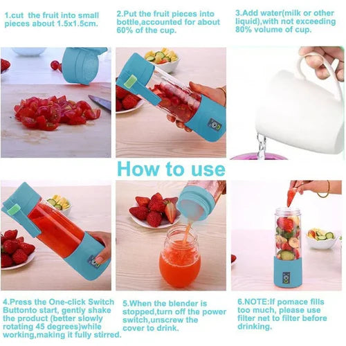 USB Rechargeable Juicer 6 Blades Electric Blender Portable Mixer