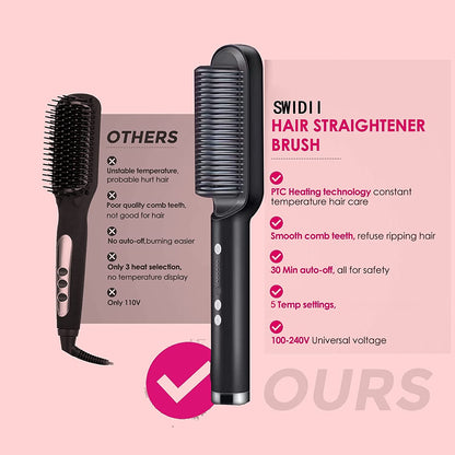 2-in-1 Hair Straightener & Curler Brush – Professional Styling Tool for Women | Straightens & Curls Hair Effortlessly