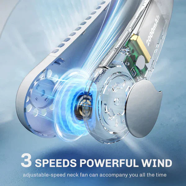 Portable USB Rechargeable Neck Fan – Hands-Free Cooling Device