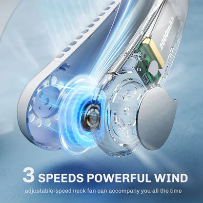 Portable USB Rechargeable Neck Fan – Hands-Free Cooling Device