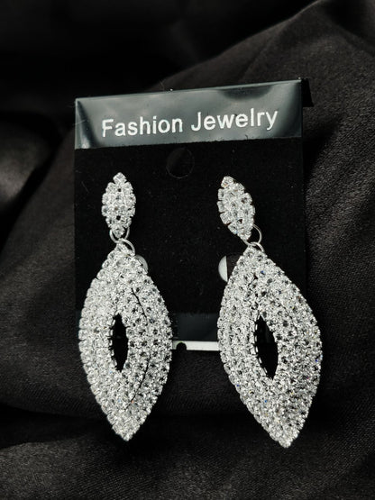 Imported Silver Earrings – Multiple Tarnish-Free Designs: Diamond-Shape, Heart Fringe, Radiant & More | Luxury Artificial Jewelry for Girls & Women