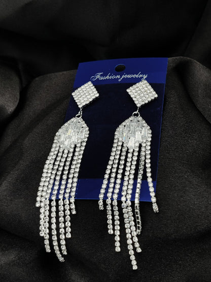 Imported Silver Earrings – Multiple Tarnish-Free Designs: Diamond-Shape, Heart Fringe, Radiant & More | Luxury Artificial Jewelry for Girls & Women