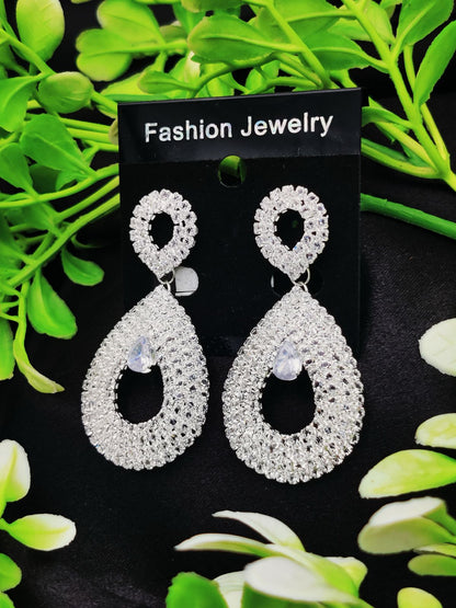 Imported Silver Earrings – Multiple Designs: Teardrop, Marquise Dangle, Infinity Pearl, Triple Ring & More | Luxury Artificial Jewelry for Girls & Women