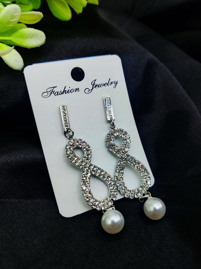 Imported Silver Earrings – Multiple Designs: Teardrop, Marquise Dangle, Infinity Pearl, Triple Ring & More | Luxury Artificial Jewelry for Girls & Women