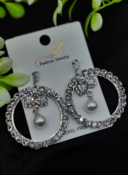 Elegant Silver Earrings – Multiple Designs: Floral Hoop, Crystal, Princess, Pearl & More | Premium Quality for Girls & Women | Luxury Look