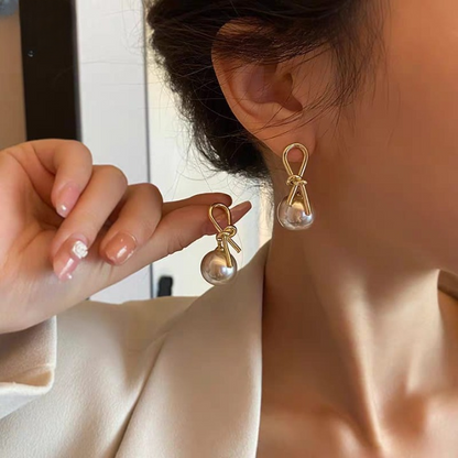 Knot Pearl Clip-On Earrings – Big Silver Grey | Fashion Luxury Earrings for Women