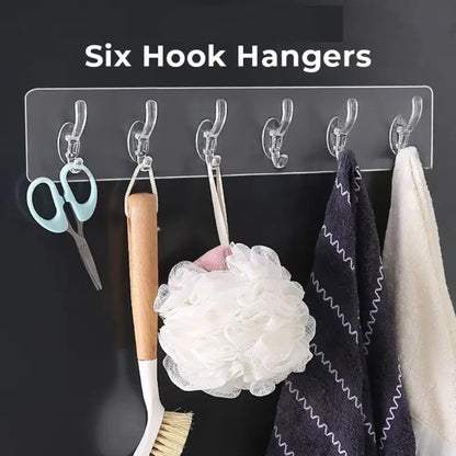 Set of 5 Transparent Self-Adhesive Hooks | Strong Wall & Door Hangers for Towels, Coats, Keys | Bathroom & Kitchen Storage